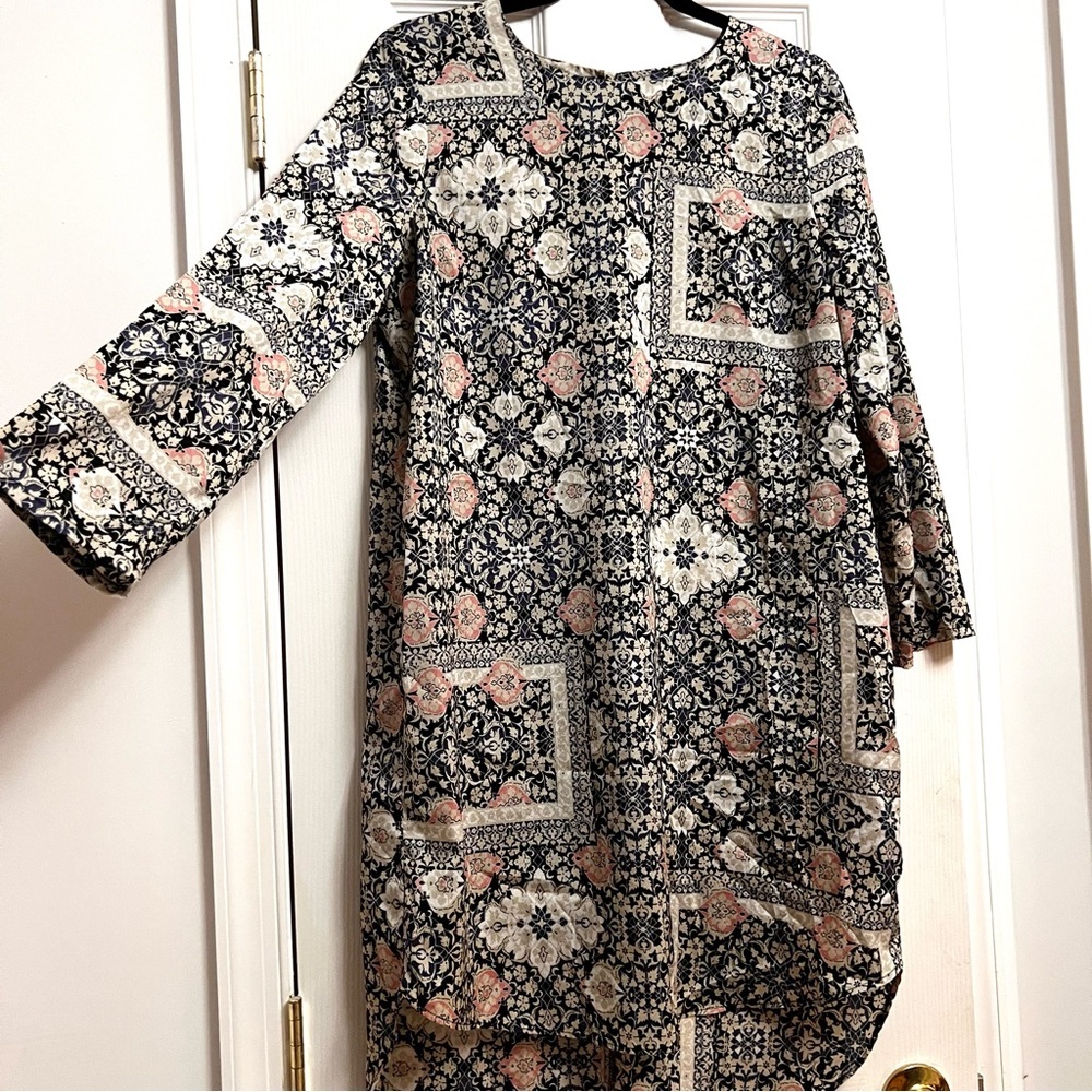Top Shop | 10 | Kaleidoscope Tile \ Scarf Print Satin Modest Tunic Dress